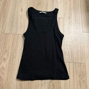 Zara Black Ribbed Fitted Tank Top